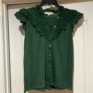 LOFT green cotton blouse
